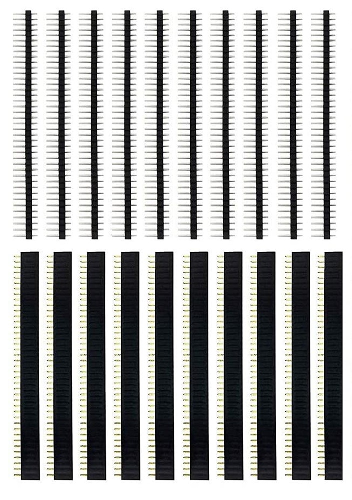 1x40 Single Row Male & Female Header Berg Strip Connector Pair (10 Pieces Each)